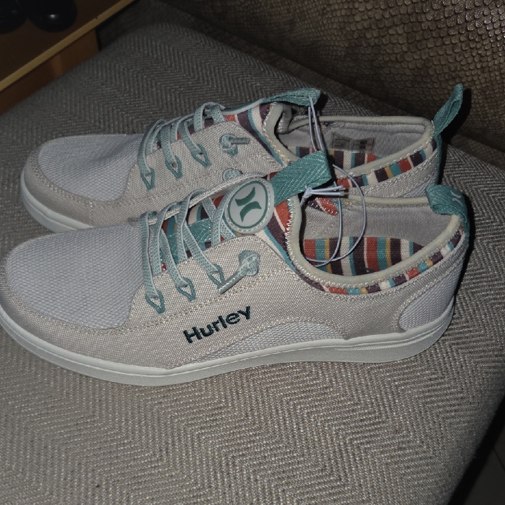 Hurley Canvas Sneakers with Aqua and Striped Details